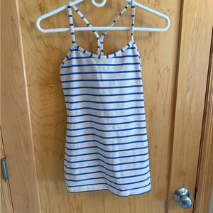 Lululemon Athletica Blue and White Striped Tank Top